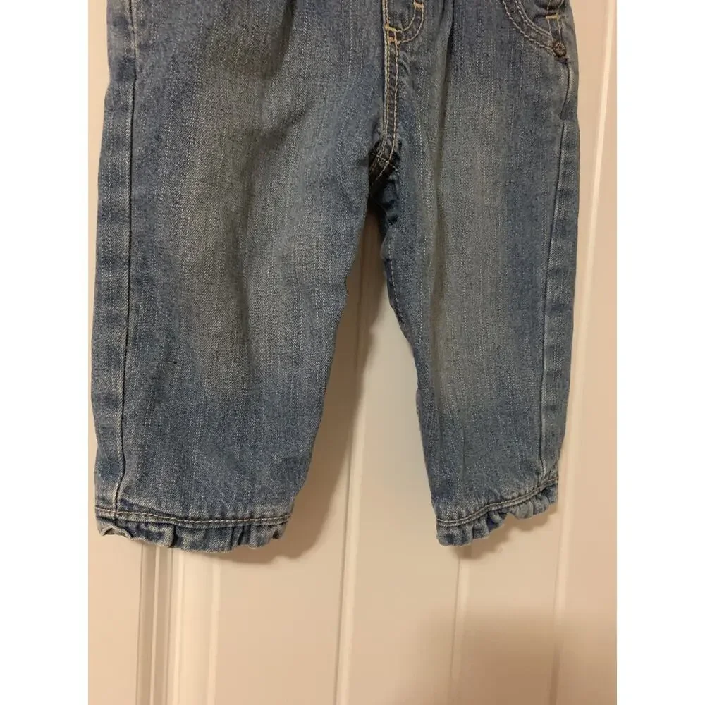 Oshkosh B'Gosh Vestpak Girls Denim Overalls Size 9 Months Flower Applique Cute